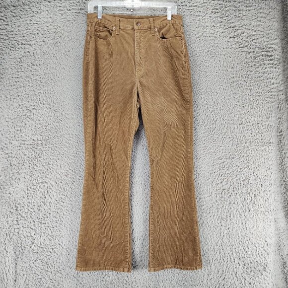 Uniqlo Pants Womens 8 Brown Stretch High Rise Corduroy Bootcut *GUC* - Picture 1 of 13